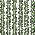 CQURE 12 Pack Eucalyptus Garland,Artificial Eucalyptus Leaves Table Greenery Garland Wreath Vines for Wedding Party Table Fireplace Bedroom Wall Room Decor