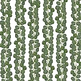 CQURE 12 Pack 84Ft Eucalyptus Garland,Artificial Eucalyptus Leaves Table Greenery Garland Wreath Vines for Wedding Party Table Fireplace Bedroom Wall Room Decor
