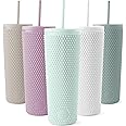 Simple Modern Plastic Matte Studded Tumbler with Lid and Straw | Reusable BPA Free Iced Coffee Cups Double Wall Smoothie Cup | Gifts for Women Men Him Her | Classic Collection | 24oz | Retro Mint