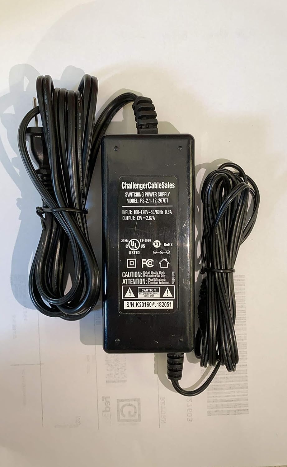 Challenger Cable Sales Switching Power Supply PS2.112267DAC 12V 2
