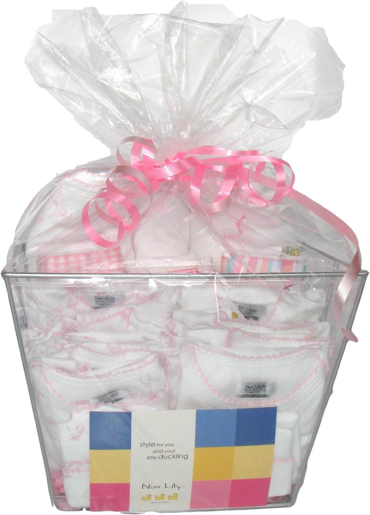 Noa Lily X-Large Layette Gift Basket, Pink Toile, 6 Months
