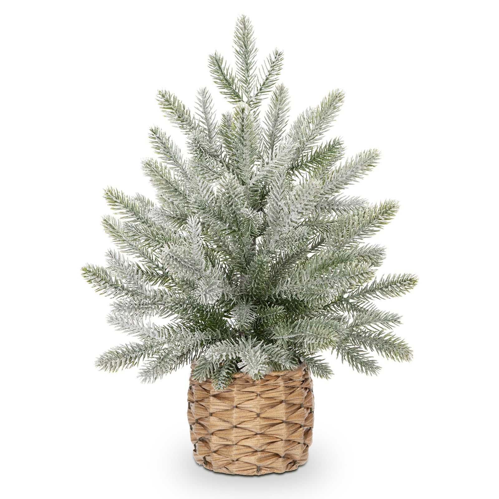 Photo 1 of 18" Christmas Centerpieces Small Christmas Tree Artifical Tabletop Christmas Tree Xmas Snow Frosted Fir Tree for Home Farmhouse Mantel Windowsill Desk Holiday Christmas Decorations