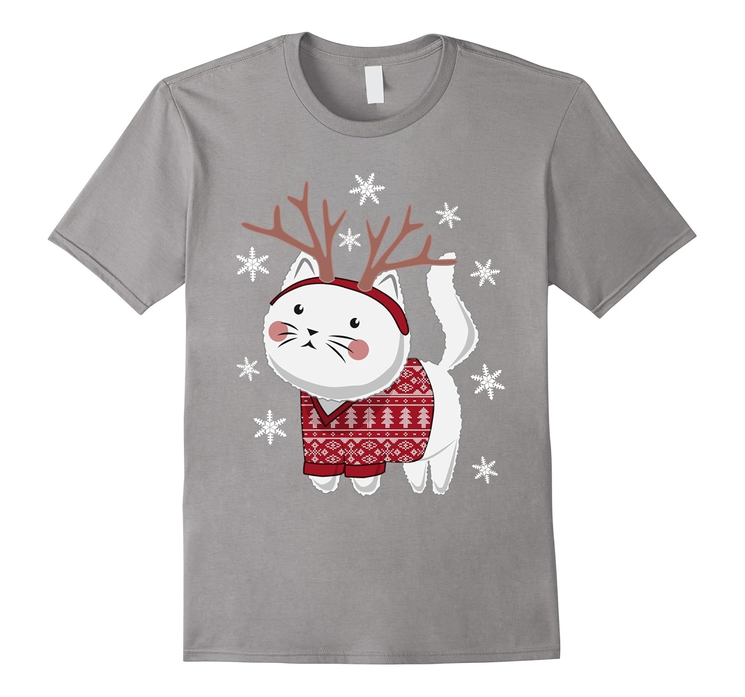 Ugly Christmas Sweater Cat Deer Antlers Headband Shirt Kids-ANZ