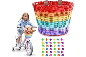 FANOVO Kids Basket for Bike, Bike Basket for Boys Girls, Front Bicycle Basket Toddler Tiny Tricycle Scooter Baskets Waterproof Bike Decoration Accessories