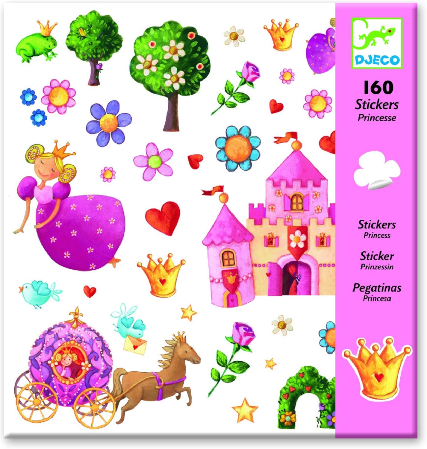 DJECO - DJECOBalloons Stickers, Princess Marguerite, Multicoloured (100),Small