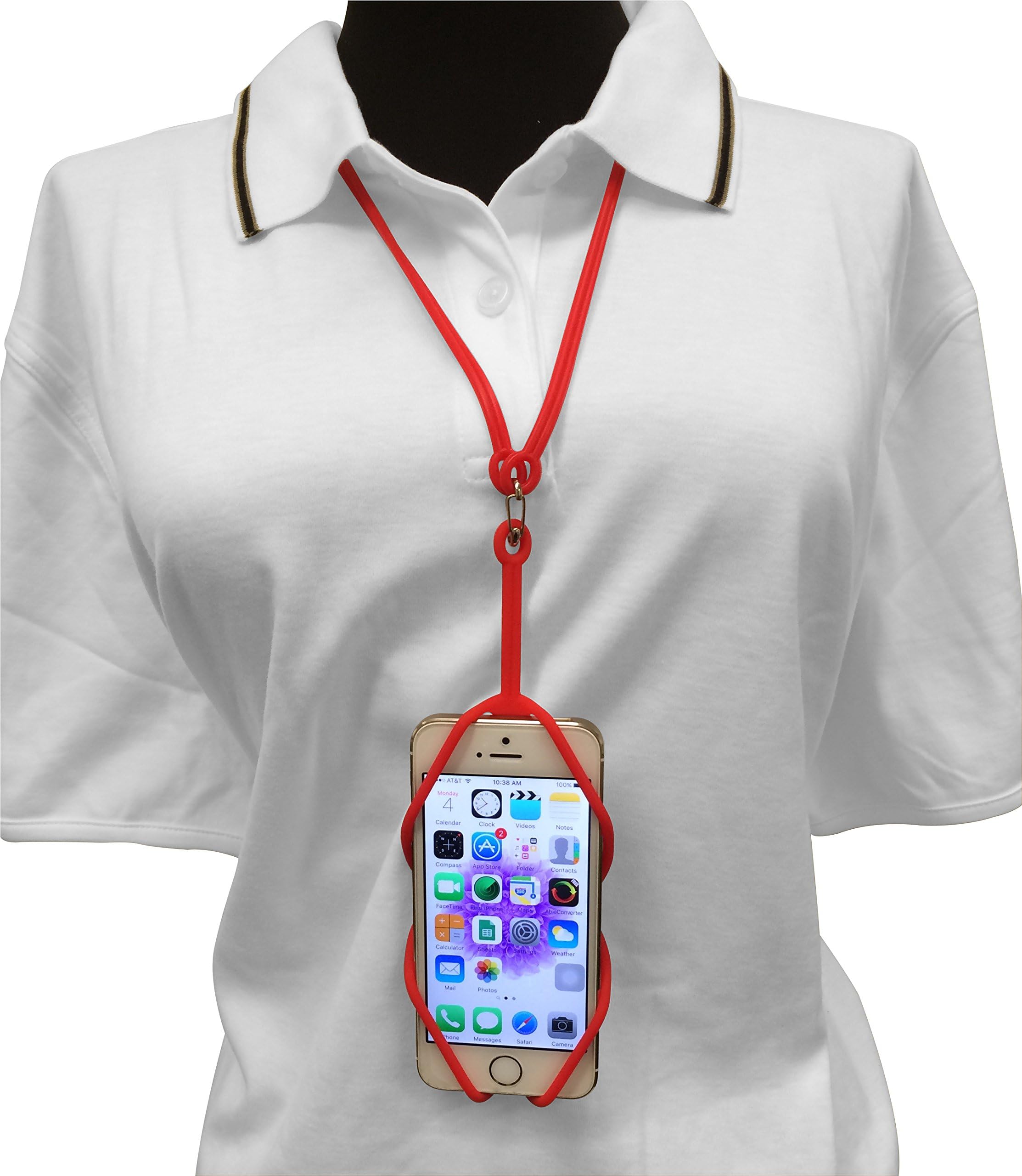 GoodLife Cell Phone Carrying Silicone Case with Detachable Lanyard - Universal Fit on All Phones from 3.5 inches to 6.5 inches (Red)