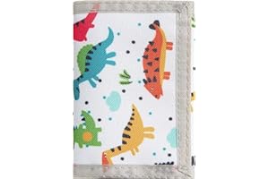 Nitort Wallet, Canvas Outdoor Sports Wallets for Kid, Lovely Wallet with Zipper for Kids- Front Pocket Wallet with Magic Sticker for Children Dinosaur 01