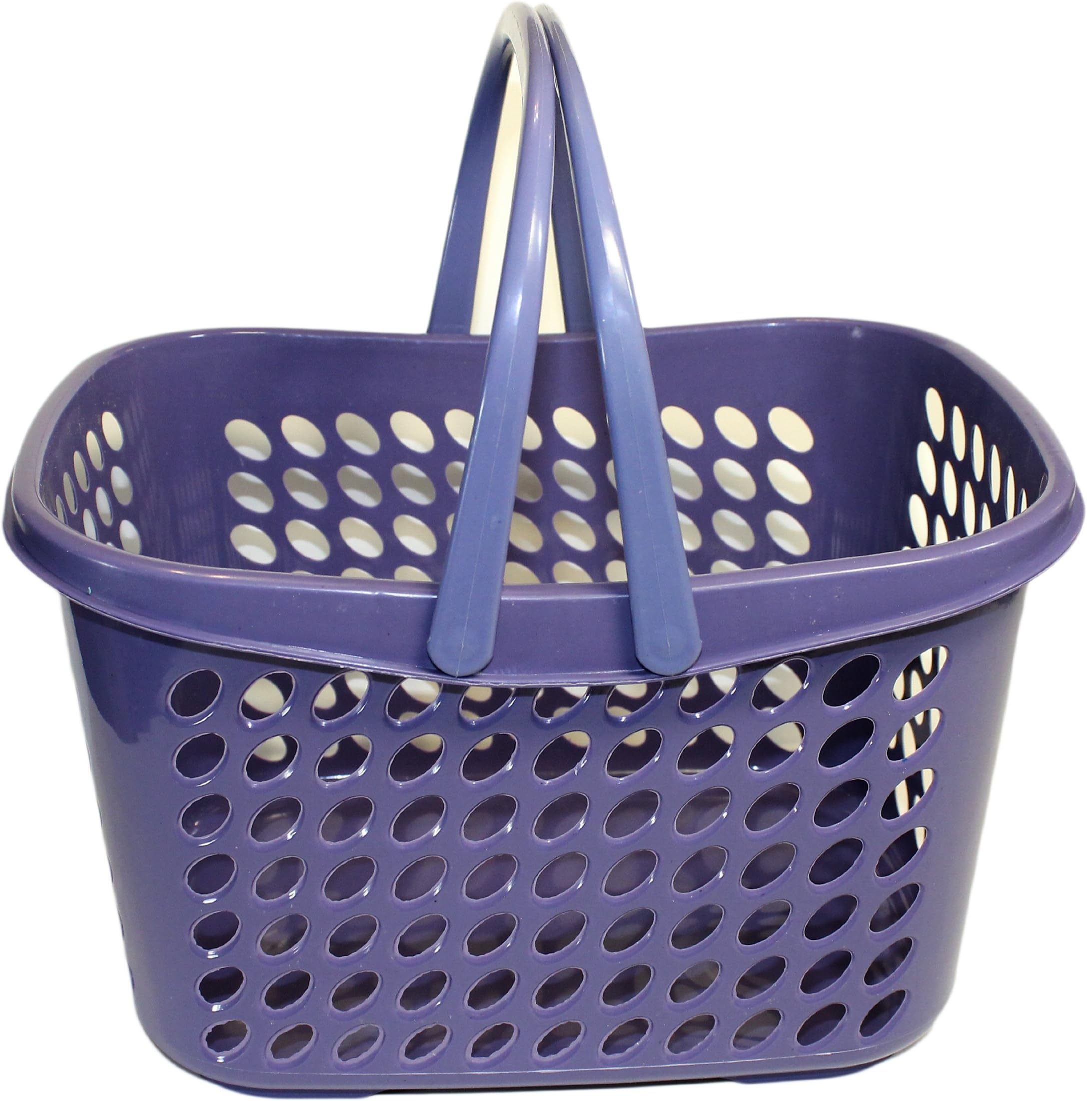 Multipurpose Plastic Storage Basket with Folding Handles (PURPLE)