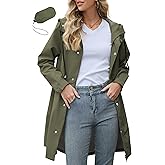 Zando Long Packable Rain Jacket Women Waterproof - Raincoat for Women Rain Coat with Hood Lightweight Outdoor Windbreaker