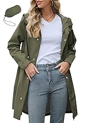 Zando Womens Rain Jacket with Hood - Travel Rain