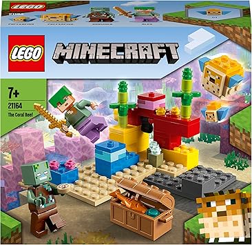 Lego Minecraft El Arrecife De Coral Set De Construccion Con Alex Pez Globo De 2 Ladrillos Y Zombie Ahogado Amazon Es Juguetes Y Juegos