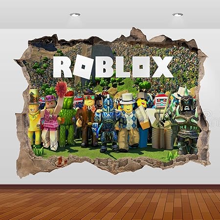 Roblox Gang Team Characters 3d Smashed Wall View Sticker Poster - roblox gang team characters 3d smashed wall view sticker poster vinyl mural decal art 752 120x85cm amazon co uk diy tools