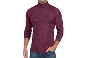HiMONE Men Turtleneck Shirts Lightweight Long Sleeve Turtle Necks Ribbed Thermal Tops S-XXL