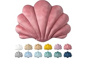 ASHLER HOME DECO Ashler 3D Throw Pillows Shell Shaped Accent Throw Pillow, Soft Velvet Insert Included Cushion for Couch Bed Living Room, Pack of 1, Pink, 14 X 11 inches