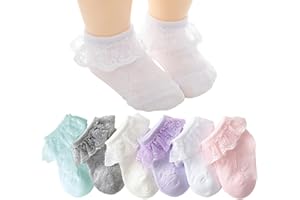 CHUNG Baby Toddler Girls Princess Cotton Frilly Socks Lace Ruffle Pack of 4/5/6 Thin Mesh Summer for Dress