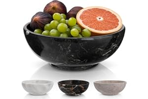 Gusto Nostro 8" Luxury Black Marble Decorative Bowl for Coffee Table - Elegant Modern Fruit Bowl for Kitchen Counter - Heavy Stone Entryway Catch all for Keys, Jewelry, Potpourri Holder Centerpiece