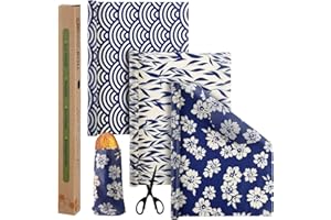 Moukeren 3 Rolls Reusable Beeswax Wrap 13'' x 40'' Food Wrap Beeswax Paper Beeswax Food Wrappers Cotton Bread Sandwich Wrapper for Kitchen Storage Gifts, 3 Styles (Vivid)