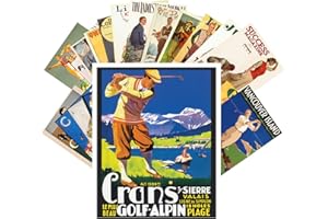 PIXILUV Postcard Pack 24pcs Golf Player Vintage Sport Travel Posters Magazines Ads