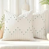 ZONYO Boho Pillow Covers 18x18 Set of 2, Woven Cotton Decorative Throw Pillows for Couch Bed & Living Room, Modern Farmhouse Cushion Case, Bohemian Room Home Outdoor Decor (Sage Green)