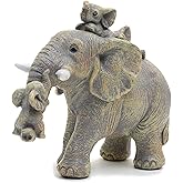 MrHsiang Good Luck Decorations Elephant Gifts for Women,Unique Figurines Decor for The Home, Room,Bathroom,Bedroom,Classroom Shelf Décor (Yellow-Gray)