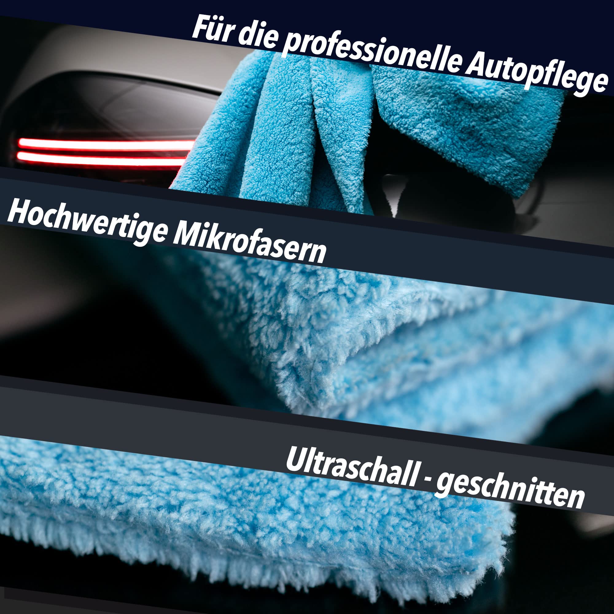 detailmate Auto Microfasertücher 40x40 550GSM randlos & lackschonend | 10 x Autopflege Mikrofasertuch für Innenraum, Lack, Felgen | Weiches Tuch Reinigungstuch Poliertuch 4