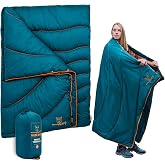 Wise Owl Outfitters Camping Blanket, Packable Puffy Quilt for Backpacking | Woobie-Style Poncho, Cozy Warmth, Water Resistant, Compact Travel, Unfolds 6.5x4.5ft, Quick-Snap Clasps &amp; Tie-Down Loops