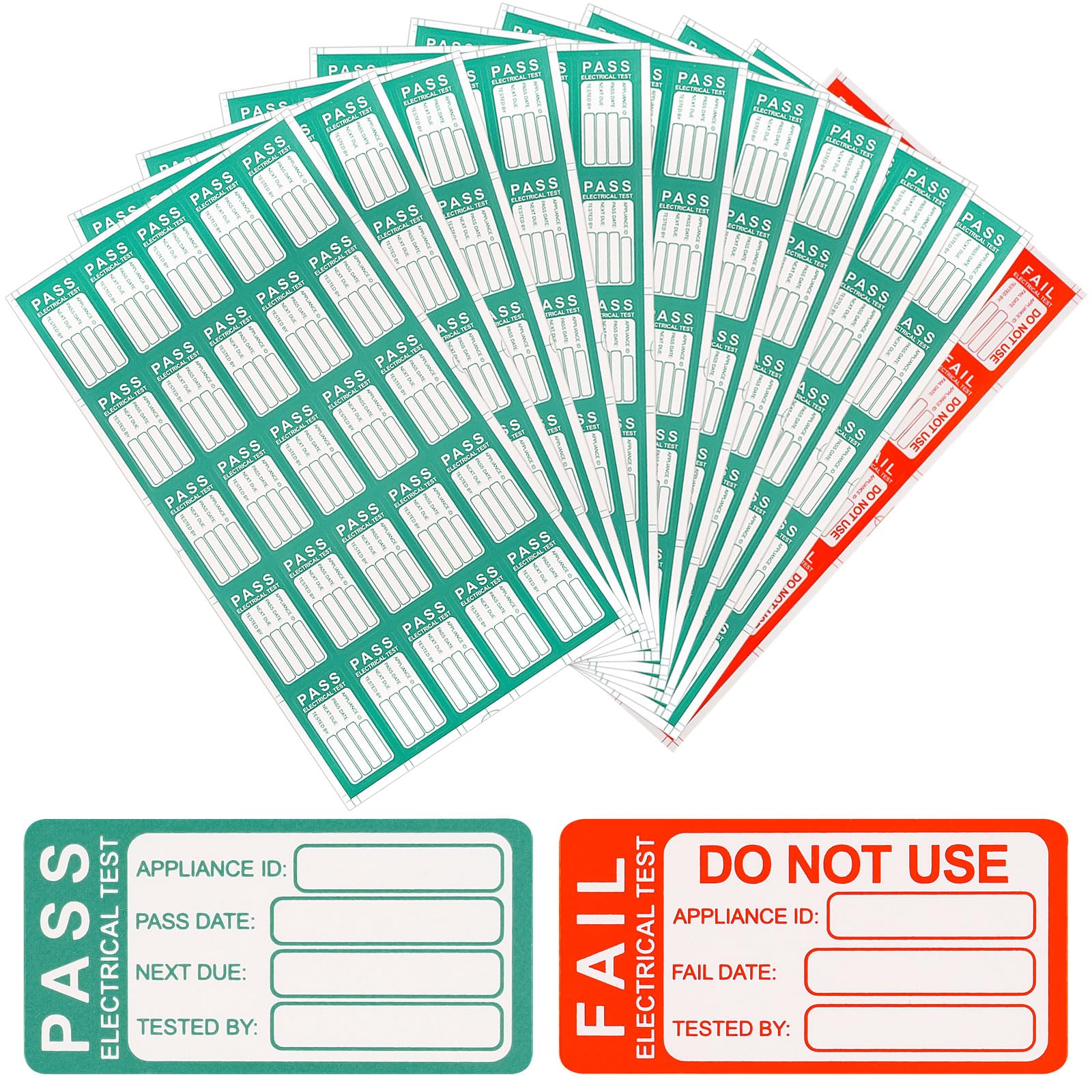 Pat Testing Stickers, 250 PCS Pass & 25 PCS Fail Pat Testing Labels, Green and Red Test Labels for Electronic Portable Appliance Safety Test(1 * 1.6 in)
