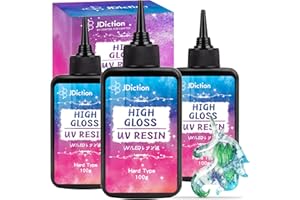 JDiction UV Resin, 300g High Gloss UV Resin Clear Solar Cure Sunlight Activated Glue Hard UV Resin Kit for Jewelry Making, Casting and Coating, DIY Crafts, Resin Art Supplies