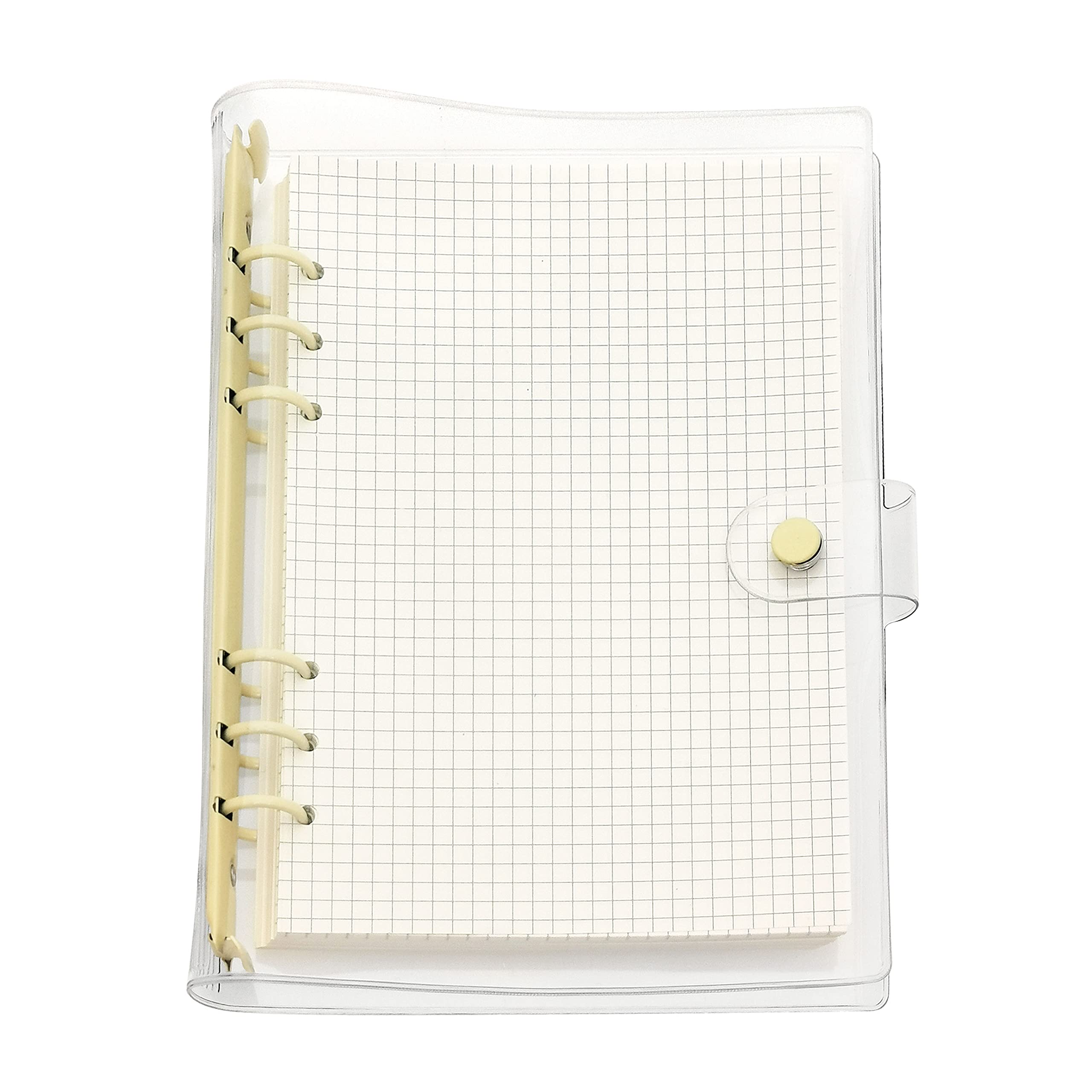 A6 A5 6-Holes Colorful PVC Cover Round Ring View Binder with Snap Button Closure File Folder (Popcorn, A5 mini Set)