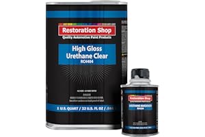 Restoration Shop 1.25 Quarts 2K Clear Coat Automotive Paint Kit - 1 Quart Urethane Clear, 1/2 Pint Hardener, 4:1 Mix Ratio - Professional High Gloss Auto Car Refinish Coating - Auto Body Repair Finish