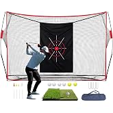 Golf Net,10x7FT Heavy Duty Golf Practice Net,Backyard Training Equipment | Dual-Turf Mat,6 golf Balls,8 golf Tees,Carry Bag