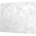 Glass Mousepad for Gaming, White Topographic Hard Gaming Mouse pad, Professional Large Mouse Mat 410mm*310mm, Special Glass Surface with Improved Precision and Speed