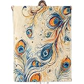 Bidesk Peacock Feather Pattern Blanket Soft Cozy Flannel Throw Blanket, Warm Yet Lightweight Stylish Colorful Blankets for Travel, Couch, Bed, for Adults Women Men, Fuzzy Outdoor Comfort Wrap 60"×50"