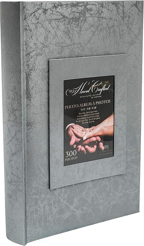 Amazon Com Kvd Kleer Vu Deluxe Albums Wedding Album Collection Holds 300 4x6 Photos 3 Per Page Jacquard Textured Window Frame Cover Silver Home Kitchen