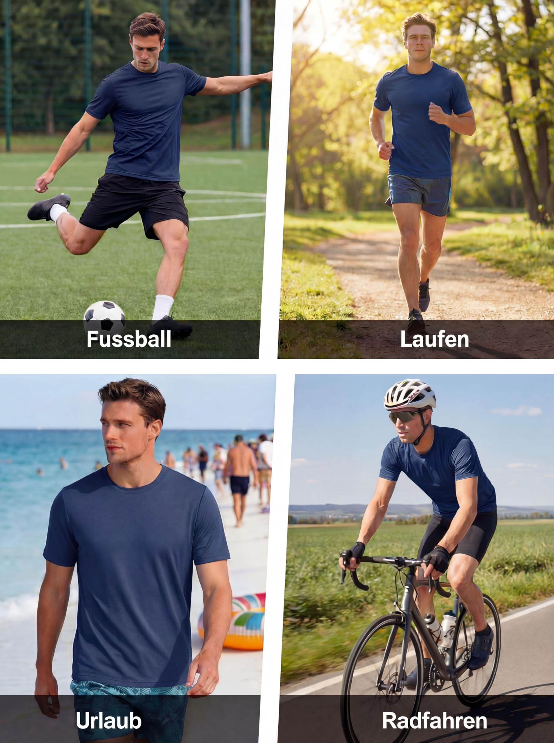 MAGCOMSEN UV Tshirt Herren Schnelltrocknend Atmungsaktiv Sonneschutz Tee UPF 50+ Schwimmshirt Laufshirt Tennis Dunkelblau M 2