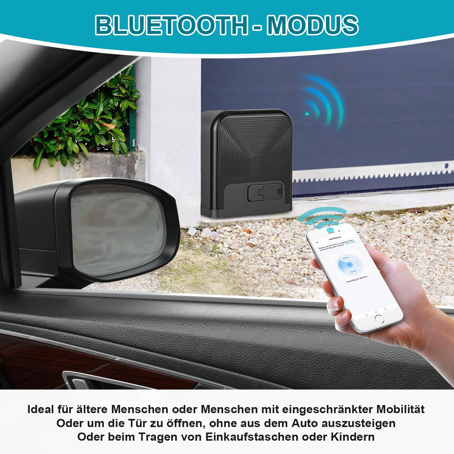 Joparri Motores Puertas Correderas máx 1600KG 750 W, Smart WiFi Accionamiento Eléctrico De Puerta con 4M Cremallera, 4 Control Remoto, luz de alarma y función de cierre automático