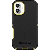 OtterBox iPhone 16 Plus (Only) Defender Series MagSafe Case - Night (Black & Yellow) - Case Only - Built-in Magnets - Screenless - Rugged & Durable - with Port Protection