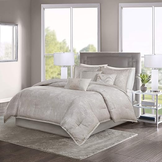 Amazon Com Madison Park Emory 7 Piece Cotton Sateen Comforter Set