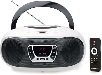Grouptronics GTCD-501 Stereo Boombox CD Player USB AUX FM White