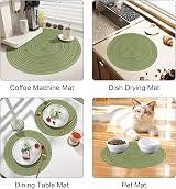 Pauwer 38cm Round Placemats Set of 6 Green Woven Heat Resistant Non Slip view 7