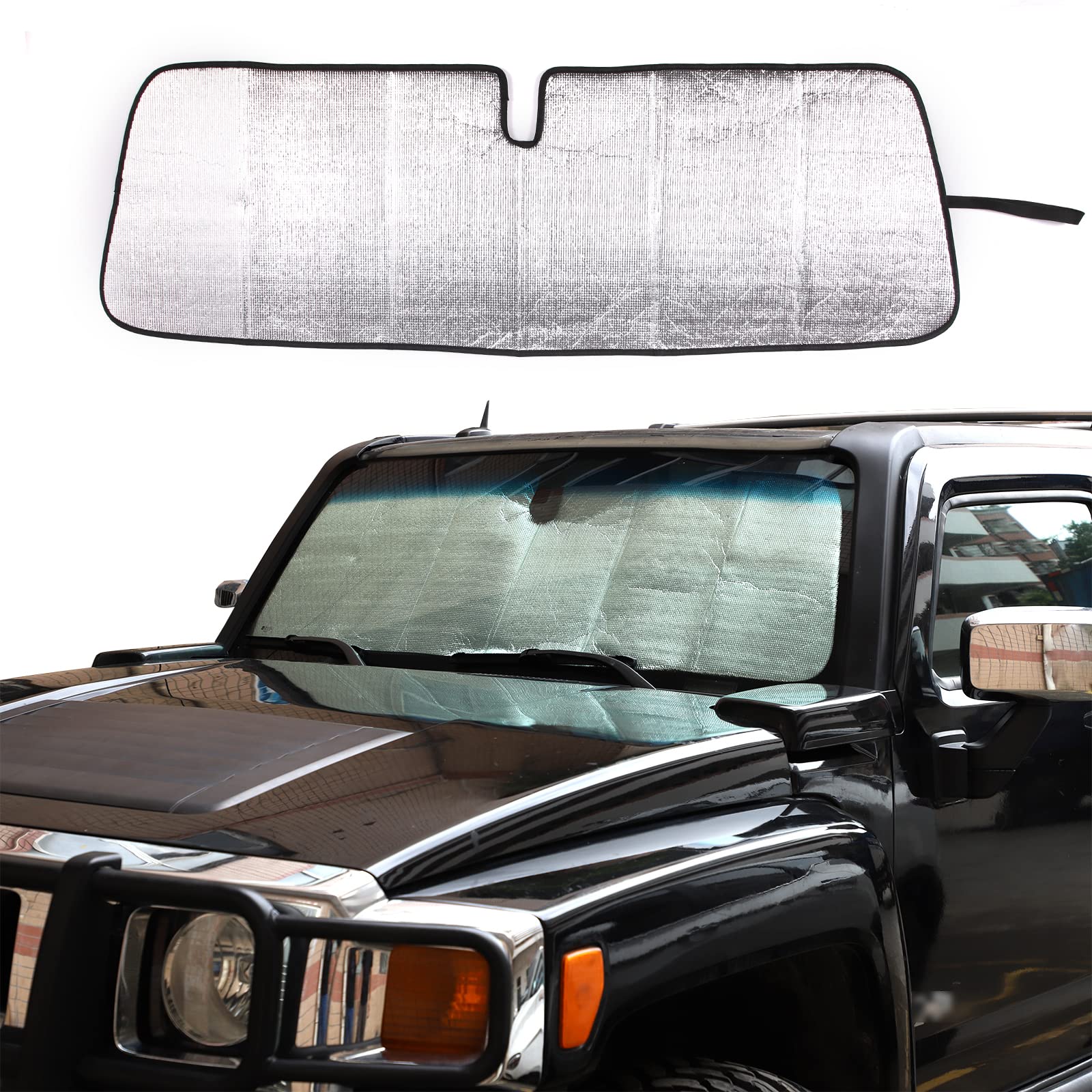 Photo 1 of Car Windshield Sunshade UV Ray Reflector for Hummer H3 2005-2009 Front Window Sun Shade Shield Cover Foldable Reflective Sun Visor