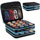 Junkin Spinning Top Case Storage, Large Capacity Organizer,Black, Blue | Holds up to 32 Spinning Tops, Double Layer Portable, Carrying Case for Spin Top Fans Gift, Storage Accessories