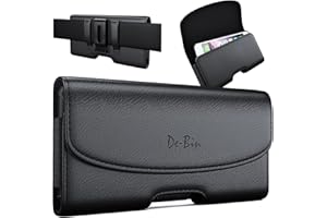 DE-BIN DeBin Case for Galaxy S23 S22 S21 S20 S10 S9 S8 Note 10 A10e A01 Leather Cell Phone Belt Holster Case with Belt Clip Carrying Pouch Cover Holder (Fits Samsung Phone Models with Protective Case) Black