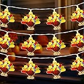 Mosoan [Timer] Thanksgiving Turkey Lights Thanksgiving Decorations Lights, 10Ft 20LED Battery Operated Turkey Thanks Giving String Lights Decorations Indoor Outdoor Home Fall Decor