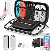 HEYSTOP Switch OLED Case for Nintendo Clear TPU Grip Protective Cover Case Compatible Accessories, Shock-Absorption Design, w