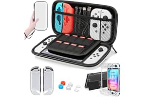 HEYSTOP Switch OLED Case for Nintendo Clear TPU Grip Protective Cover Case Compatible Accessories, Shock-Absorption Design, w