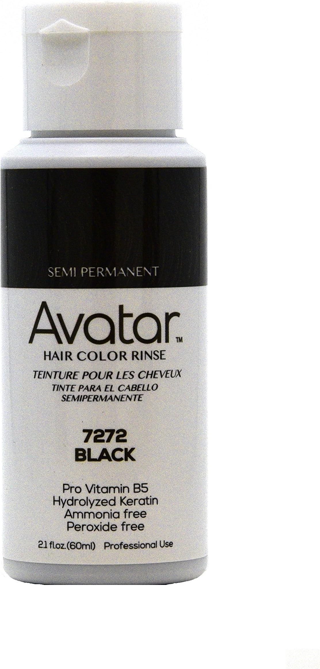 Avatar Semi Permanent Hair Color Rinse #7272 Black, Change your hair style, no mess, hair chemical, use warm, shake well, hair streaks, hair dye