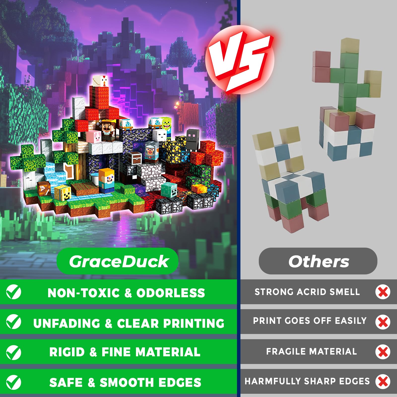 300 PCS Magnetic Blocks - Magnetic Building Blocks, Stacking Magnets for Kids, Sensory Toy for STEM Montessori Sensory Toys for Kids 3+ Boys and Girls Christmas Birthday Gifts