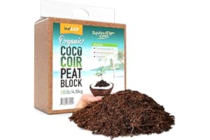 Organic Coco Coir Brick, Natural Seed Starter with Low EC and pH Balance, Enhance Root Growth in Herbs, Flowers, and House Plants, Organic with High Expansion - by Vivlly (10, Pounds)