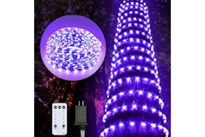 Kenburg Halloween Purple Rope Lights Outdoor, 50Ft 600 LED Purple String Lights, Waterproof Tube Lights Plug in 8 Modes Halloween Tree Garden Fence Yard Party Outdoor Decorations